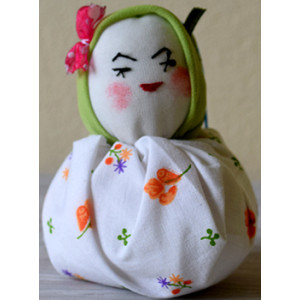 Handmade Casual Stuffed Doll with Green Head Scarf 
